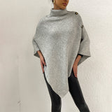 Turtleneck Buttoned Poncho - Opulent EmpireTurtleneck Buttoned PonchoOpulent EmpireClothing