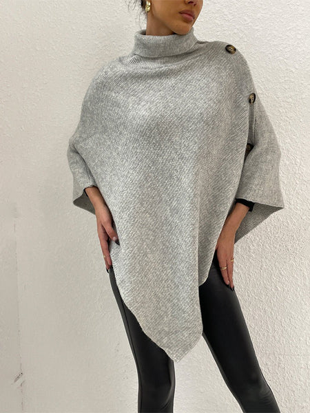 Turtleneck Buttoned Poncho - Opulent EmpireTurtleneck Buttoned PonchoOpulent EmpireClothing