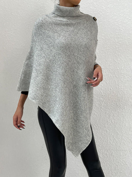 Turtleneck Buttoned Poncho - Opulent EmpireTurtleneck Buttoned PonchoOpulent EmpireClothing