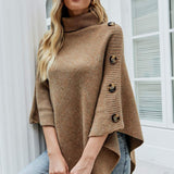 Turtleneck Buttoned Poncho - Opulent EmpireTurtleneck Buttoned PonchoOpulent EmpireClothing