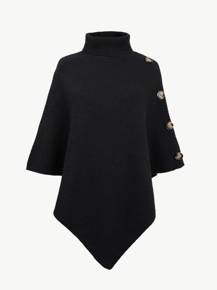 Turtleneck Buttoned Poncho - Opulent EmpireTurtleneck Buttoned PonchoOpulent EmpireClothing