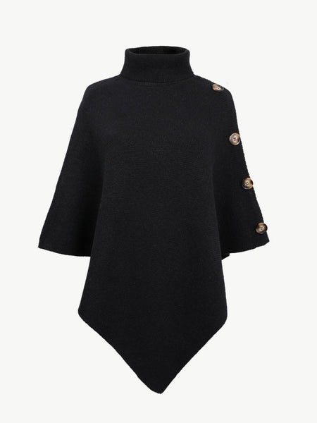 Turtleneck Buttoned Poncho - Opulent EmpireTurtleneck Buttoned PonchoOpulent EmpireClothing