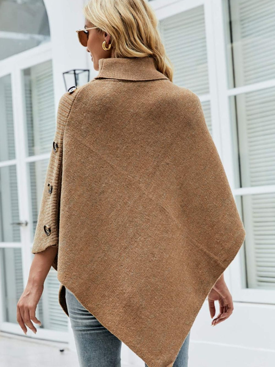 Turtleneck Buttoned Poncho - Opulent EmpireTurtleneck Buttoned PonchoOpulent EmpireClothing