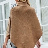 Turtleneck Buttoned Poncho - Opulent EmpireTurtleneck Buttoned PonchoOpulent EmpireClothing