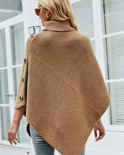 Turtleneck Buttoned Poncho - Opulent EmpireTurtleneck Buttoned PonchoOpulent EmpireClothing