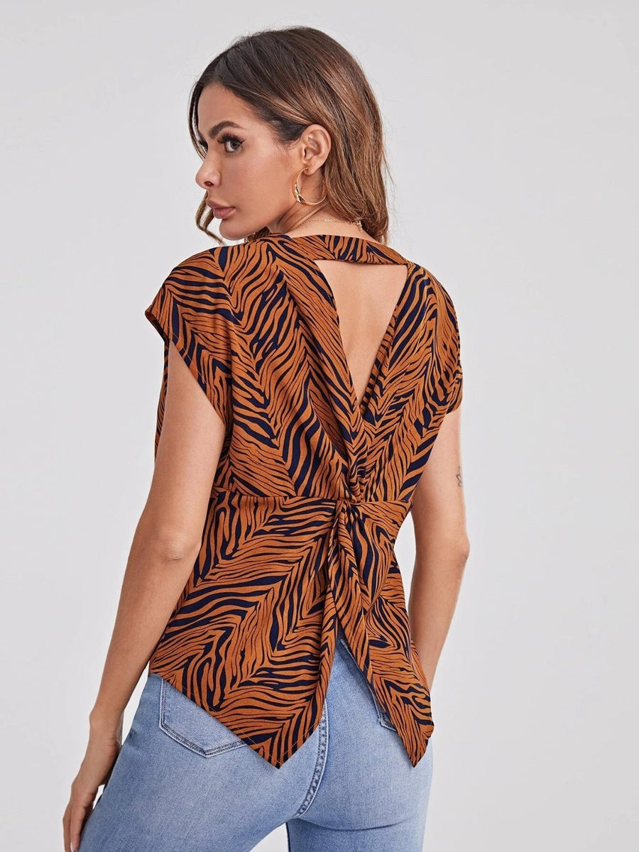 Twisted Open Back Blouse - Opulent EmpireTwisted Open Back BlouseOpulent Empire