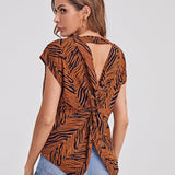 Twisted Open Back Blouse - Opulent EmpireTwisted Open Back BlouseOpulent Empire