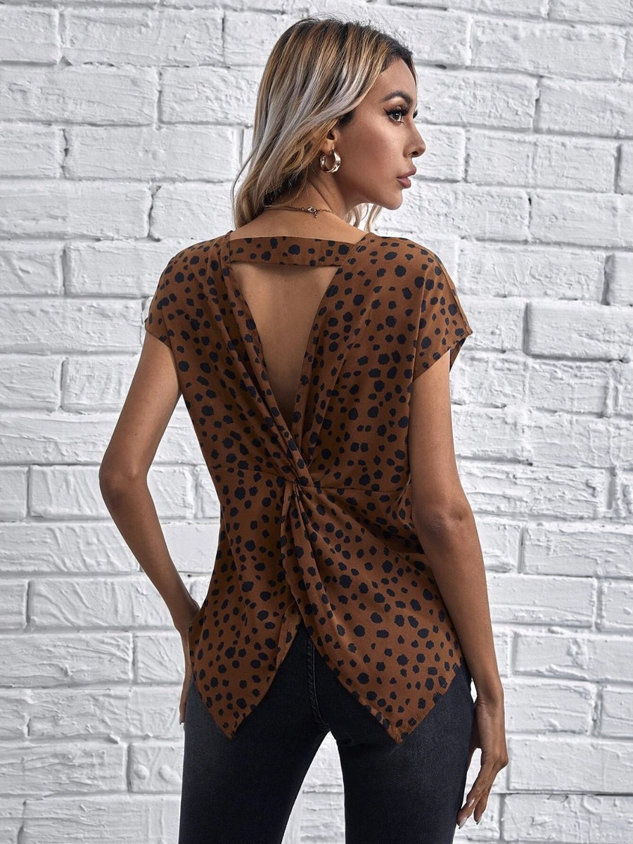 Twisted Open Back Blouse - Opulent EmpireTwisted Open Back BlouseOpulent Empire