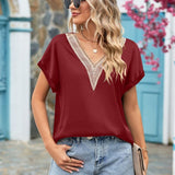 V-Neck Cuffed Blouse - Opulent EmpireV-Neck Cuffed BlouseOpulent Empire