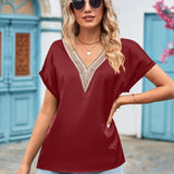 V-Neck Cuffed Blouse - Opulent EmpireV-Neck Cuffed BlouseOpulent Empire