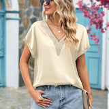 V-Neck Cuffed Blouse - Opulent EmpireV-Neck Cuffed BlouseOpulent Empire