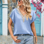 V-Neck Cuffed Blouse - Opulent EmpireV-Neck Cuffed BlouseOpulent Empire