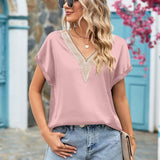 V-Neck Cuffed Blouse - Opulent EmpireV-Neck Cuffed BlouseOpulent Empire