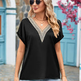 V-Neck Cuffed Blouse - Opulent EmpireV-Neck Cuffed BlouseOpulent Empire