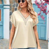 V-Neck Cuffed Blouse - Opulent EmpireV-Neck Cuffed BlouseOpulent Empire