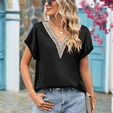 V-Neck Cuffed Blouse - Opulent EmpireV-Neck Cuffed BlouseOpulent Empire