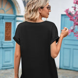 V-Neck Cuffed Blouse - Opulent EmpireV-Neck Cuffed BlouseOpulent Empire