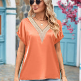 V-Neck Cuffed Blouse - Opulent EmpireV-Neck Cuffed BlouseOpulent Empire