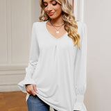 V-Neck Flounce Sleeve Blouse - Opulent EmpireV-Neck Flounce Sleeve BlouseOpulent Empire