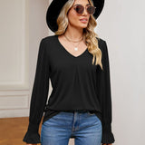 V-Neck Flounce Sleeve Blouse - Opulent EmpireV-Neck Flounce Sleeve BlouseOpulent Empire