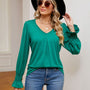 V-Neck Flounce Sleeve Blouse - Opulent EmpireV-Neck Flounce Sleeve BlouseOpulent Empire