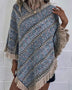 V-Neck Fringe Hem Poncho - Opulent EmpireV-Neck Fringe Hem PonchoOpulent EmpireClothing