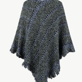 V-Neck Fringe Hem Poncho - Opulent EmpireV-Neck Fringe Hem PonchoOpulent EmpireClothing