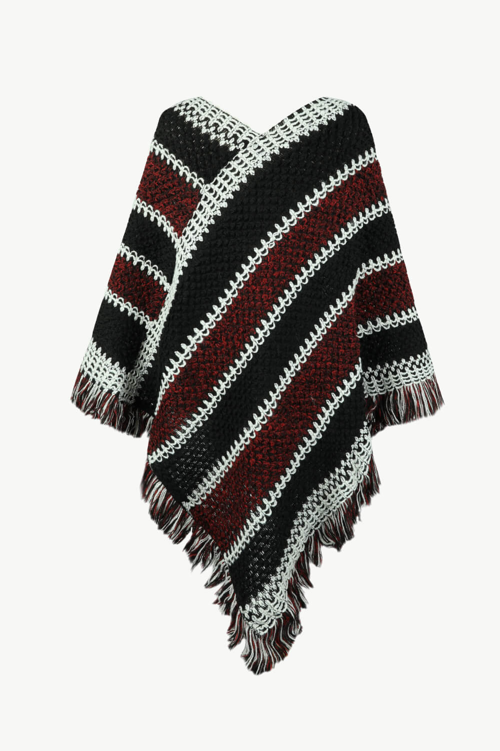 V-Neck Fringe Hem Poncho - Opulent EmpireV-Neck Fringe Hem PonchoOpulent EmpireClothing