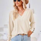 V-Neck Long Sleeve Blouse - Opulent EmpireV-Neck Long Sleeve BlouseOpulent Empire