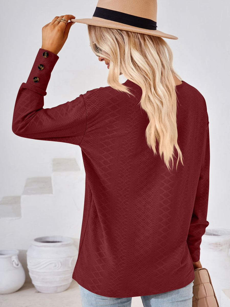 V-Neck Long Sleeve Blouse - Opulent EmpireV-Neck Long Sleeve BlouseOpulent Empire