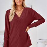 V-Neck Long Sleeve Blouse - Opulent EmpireV-Neck Long Sleeve BlouseOpulent Empire