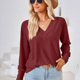 V-Neck Long Sleeve Blouse - Opulent EmpireV-Neck Long Sleeve BlouseOpulent Empire