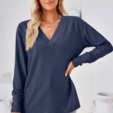 V-Neck Long Sleeve Blouse - Opulent EmpireV-Neck Long Sleeve BlouseOpulent Empire