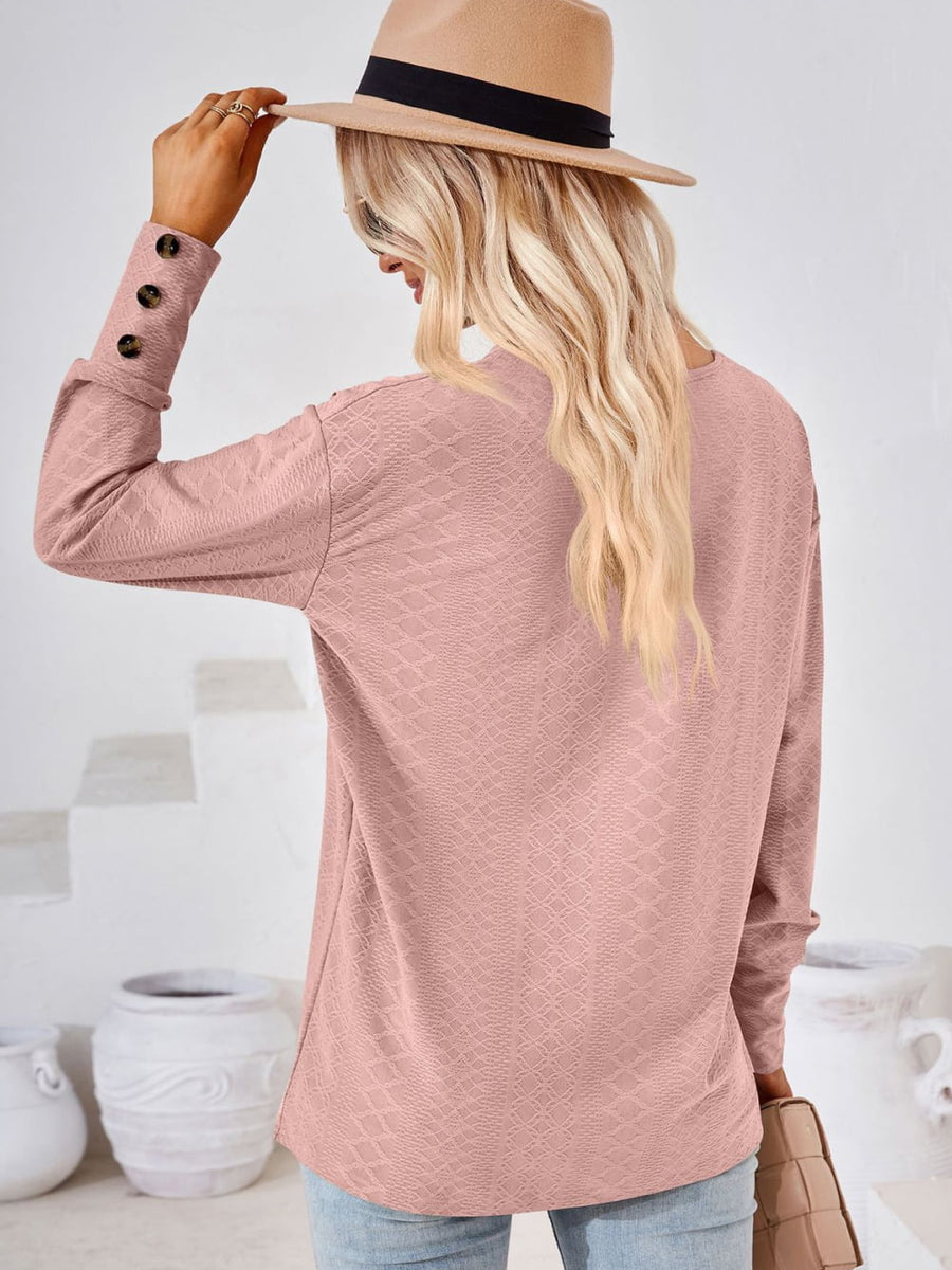 V-Neck Long Sleeve Blouse - Opulent EmpireV-Neck Long Sleeve BlouseOpulent Empire