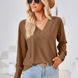 V-Neck Long Sleeve Blouse - Opulent EmpireV-Neck Long Sleeve BlouseOpulent Empire