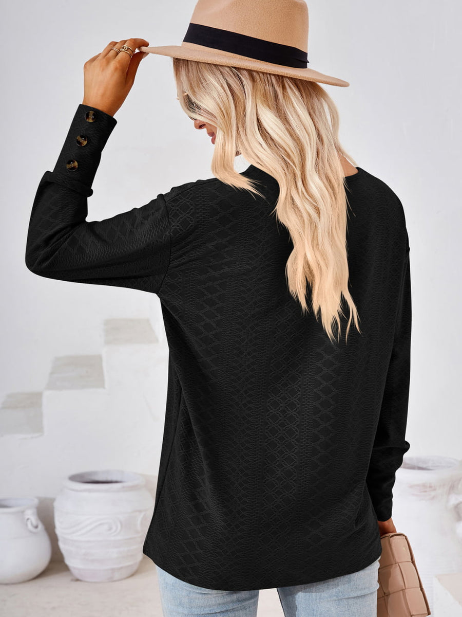 V-Neck Long Sleeve Blouse - Opulent EmpireV-Neck Long Sleeve BlouseOpulent Empire