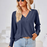 V-Neck Long Sleeve Blouse - Opulent EmpireV-Neck Long Sleeve BlouseOpulent Empire