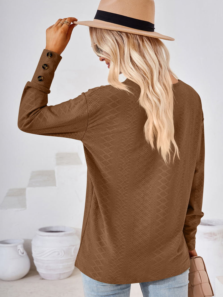 V-Neck Long Sleeve Blouse - Opulent EmpireV-Neck Long Sleeve BlouseOpulent Empire