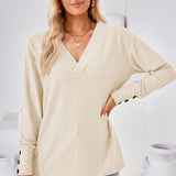 V-Neck Long Sleeve Blouse - Opulent EmpireV-Neck Long Sleeve BlouseOpulent Empire