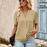 V-Neck Short Sleeve Blouse - Opulent EmpireV-Neck Short Sleeve BlouseOpulent Empire