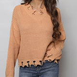 Waffle-Knit Dropped Shoulder Blouse - Opulent EmpireWaffle-Knit Dropped Shoulder BlouseOpulent Empire