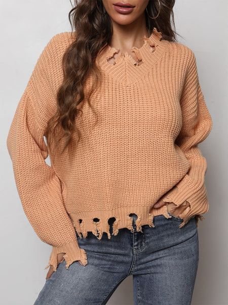 Waffle-Knit Dropped Shoulder Blouse - Opulent EmpireWaffle-Knit Dropped Shoulder BlouseOpulent Empire