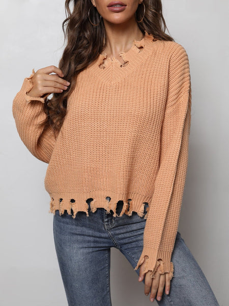 Waffle-Knit Dropped Shoulder Blouse - Opulent EmpireWaffle-Knit Dropped Shoulder BlouseOpulent Empire