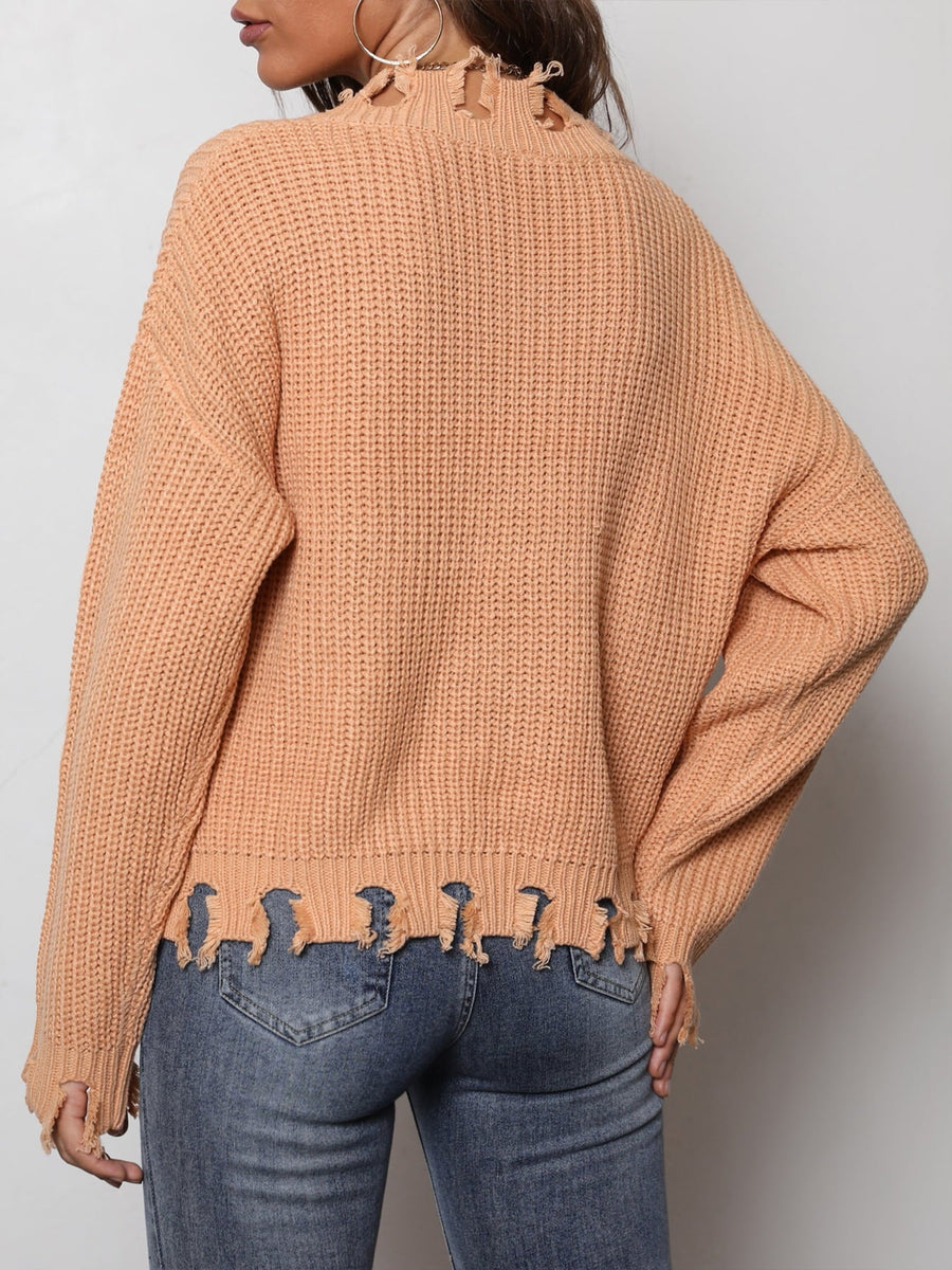 Waffle-Knit Dropped Shoulder Blouse - Opulent EmpireWaffle-Knit Dropped Shoulder BlouseOpulent Empire