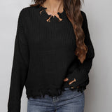 Waffle-Knit Dropped Shoulder Blouse - Opulent EmpireWaffle-Knit Dropped Shoulder BlouseOpulent Empire