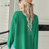 Women's fashion fake pocket knitted shirt top - Opulent EmpireWomen's fashion fake pocket knitted shirt topOpulent Empire