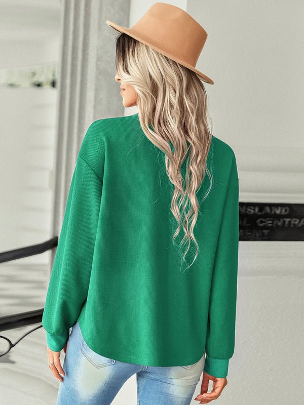 Women's fashion fake pocket knitted shirt top - Opulent EmpireWomen's fashion fake pocket knitted shirt topOpulent Empire