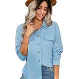 Women's fashion fake pocket knitted shirt top - Opulent EmpireWomen's fashion fake pocket knitted shirt topOpulent Empire