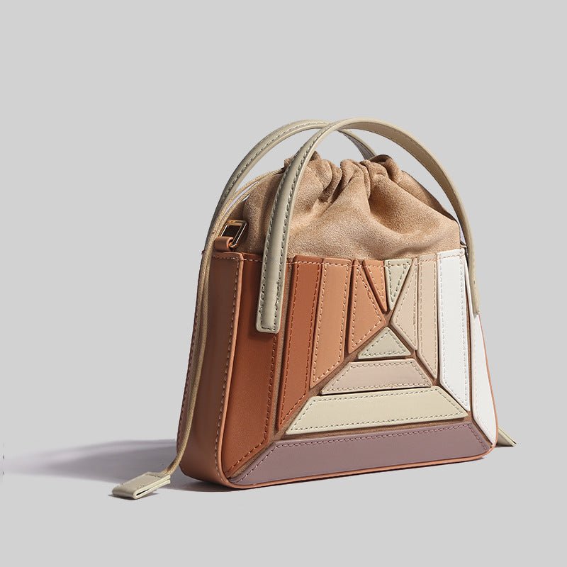 Women's Fashionable Pleated Contrast Color Mini Portable Messenger Bag - Opulent Empire