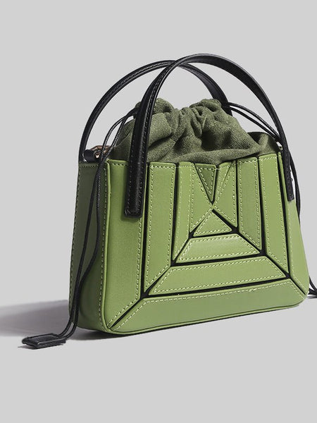 Women's Fashionable Pleated Contrast Color Mini Portable Messenger Bag - Opulent Empire